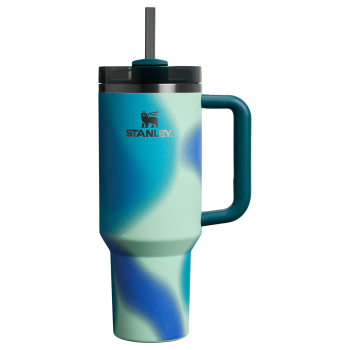 The Stanley Quencher H2.0 FlowState Insulated Tumbler 40 oz Cup In Coastal Teal Motion Blue