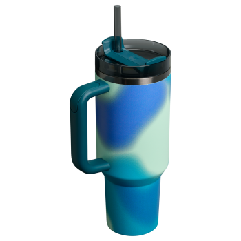 The Stanley Quencher H2.0 FlowState Insulated Tumbler 40 oz Cup In Coastal Teal Motion Blue