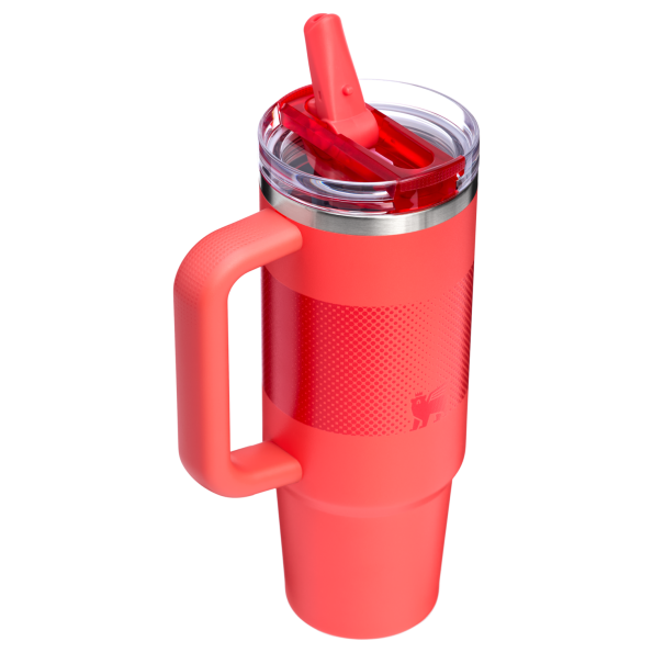 Stanley Quencher ProTour Flip Straw Tumbler Cup 30 OZ In Hot Coral Red Fade