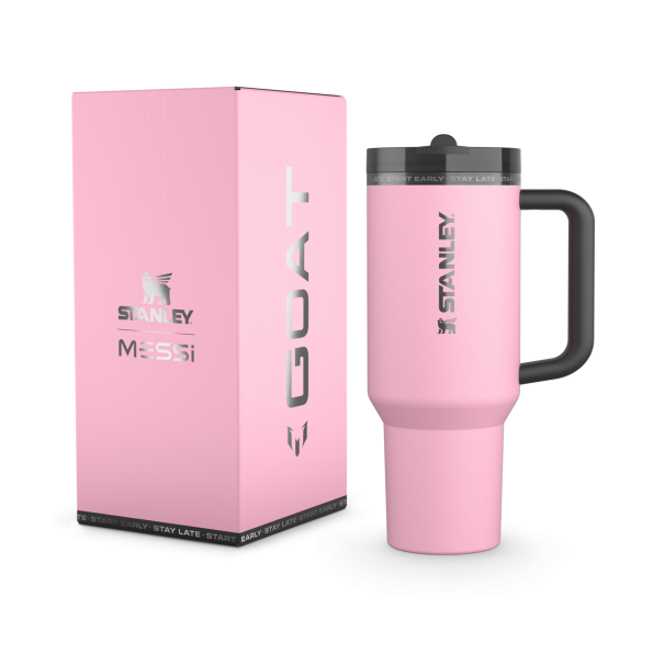 The Messi x Stanley Quencher ProTour Flip Straw Tumbler 40 OZ Cup In Messi GOAT Pink