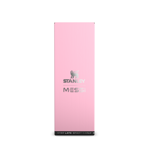 The Messi x Stanley IceFlow Water Bottle with Flip Straw Lid 24 OZ In Messi GOAT Pink