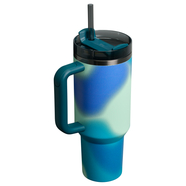 Stanley 40 OZ New Frequency Quencher Insulated Tumbler Cup In Coastal Teal Motion Blue