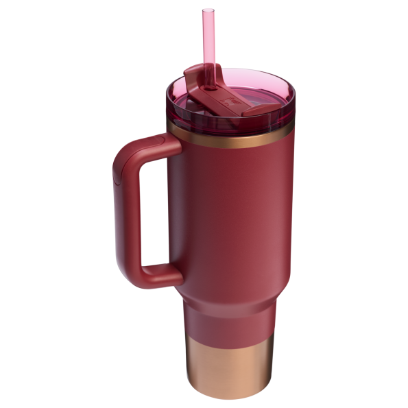 Stanley Quencher H2.O FlowState Tumbler Cup 40 OZ In Gilded Pomegranate Red