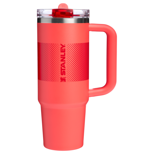 Stanley Quencher ProTour Flip Straw Tumbler Cup 30 OZ In Hot Coral Red Fade